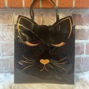 Ted Baker Women's Black Patent Leather Feline Cat-Shaped Icon Tote Bag